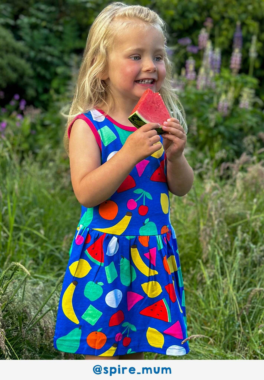 Sommerkleid aus Bio Bauwolle mit Früchte Aufdruck