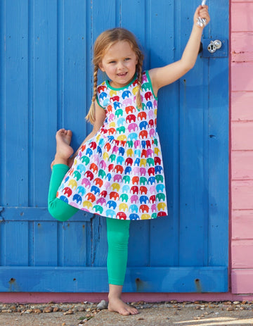 Sommerkleid aus Bio Baumwolle mit bunten Elefanten