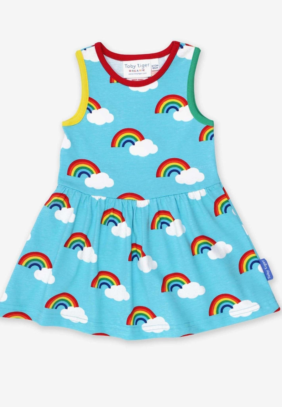 Kleid aus Bio Baumwolle mit Regenbogen Print