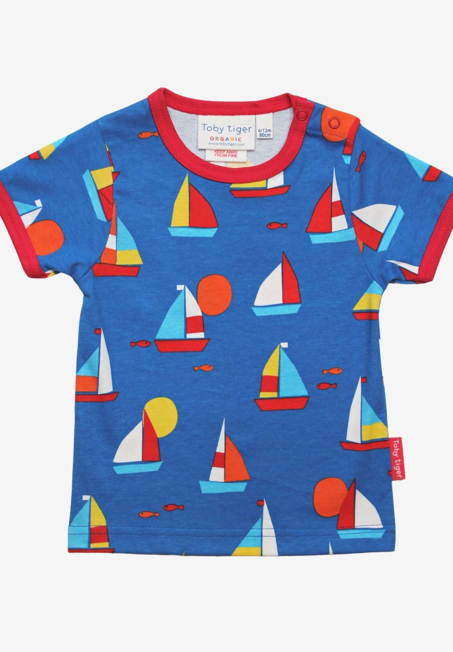 Bio Kurzarmshirt mit Segelboot Print