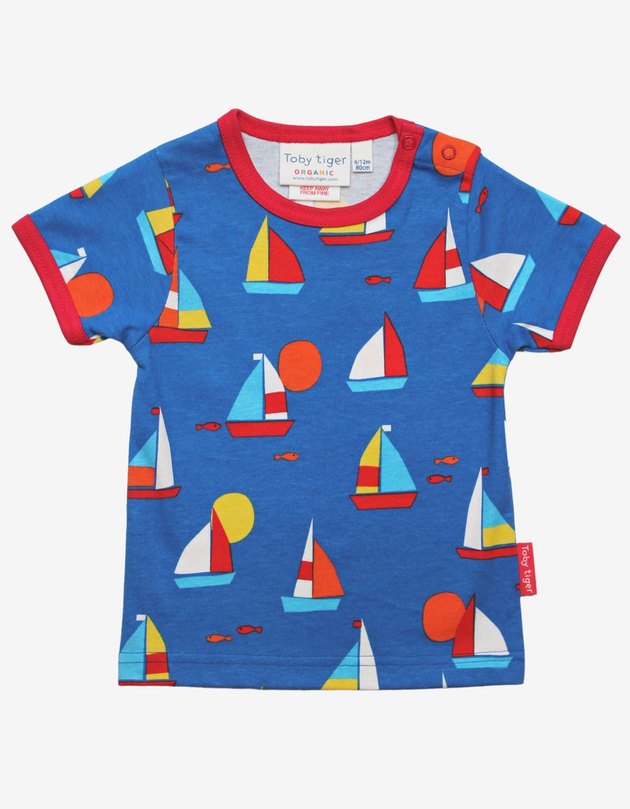 Bio Kurzarmshirt mit Segelboot Print