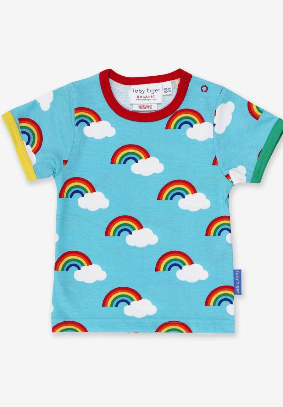 T-Shirt aus Bio Baumwolle mit Regenbogen Print