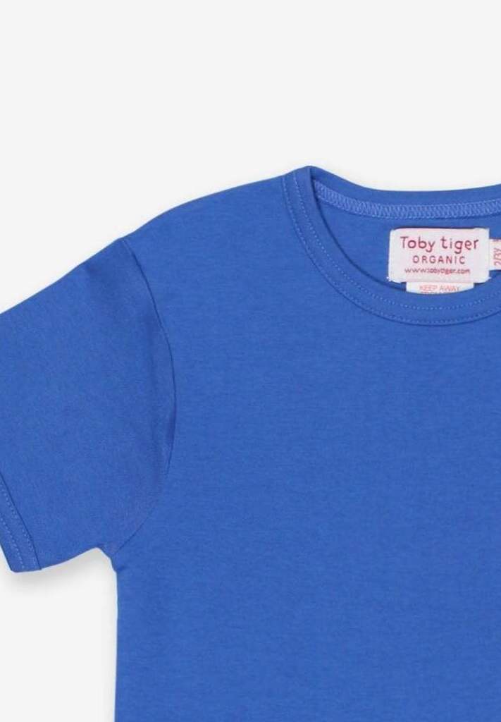 Kurzarmshirt aus Bio-Baumwolle, blau unifarben