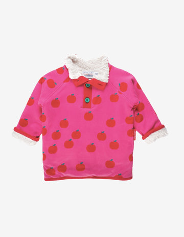 Fleece Sweatshirt aus Bio Baumwolle mit Apfel Print