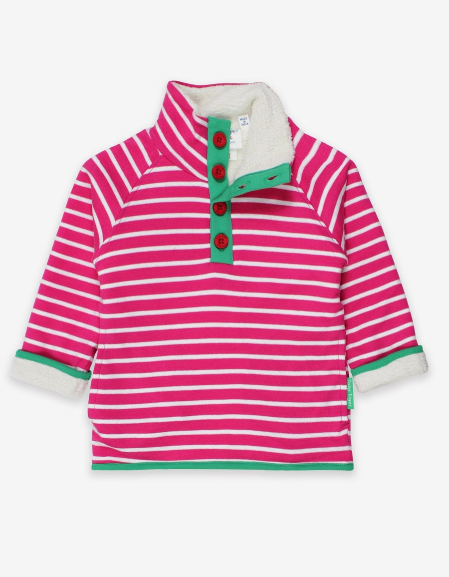 Organic Pink Breton Cosy Fleece Sweatshirt