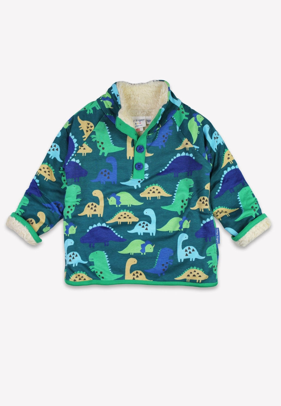 Bio-Baumwoll Kinder Fleece Sweatshirt mit Dinosaurier Ton-in-Ton Druck