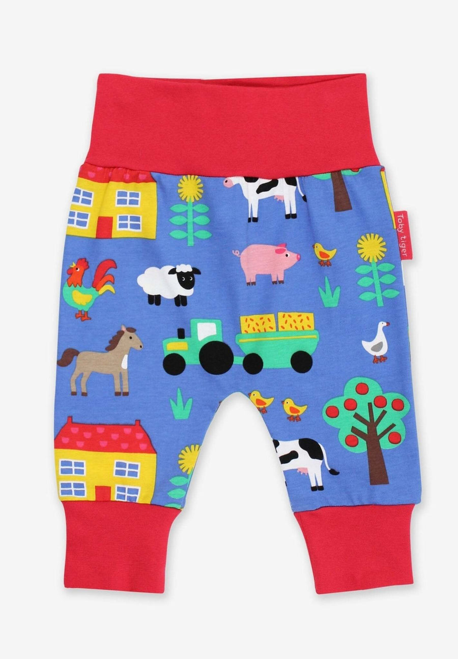 Babyhose aus Bio Baumwolle mit Bauernhof Print