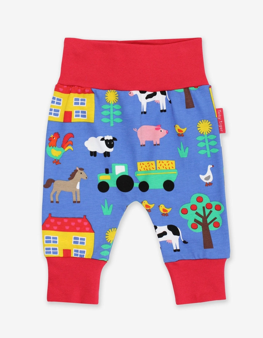 Babyhose aus Bio Baumwolle mit Bauernhof Print