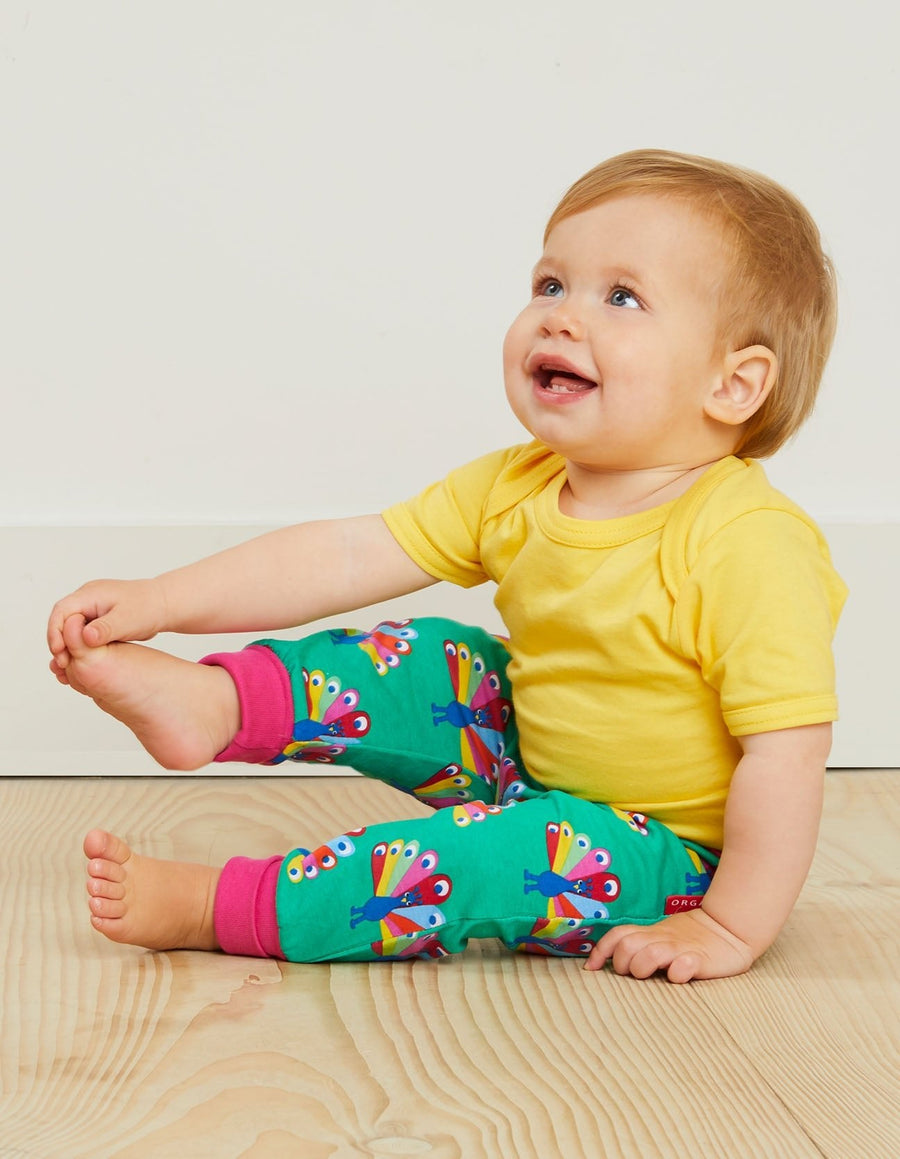 Babyhose, Pfauen-Applikation, Bio Baumwolle