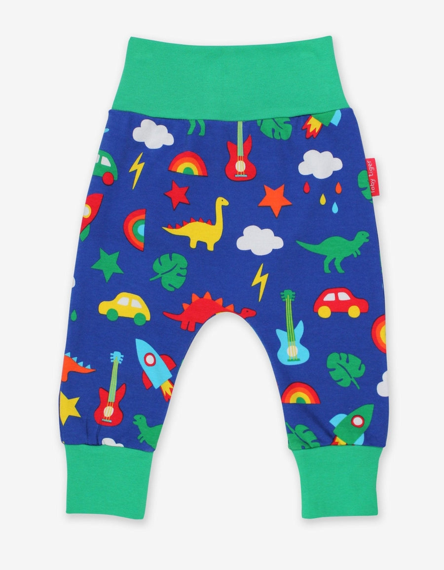 Babyhose aus Bio Baumwolle mit Dino und Auto Print