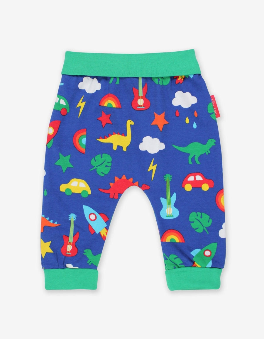 Babyhose aus Bio Baumwolle mit Dino und Auto Print