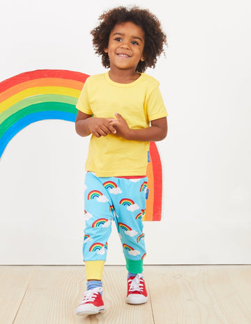 Babyhose aus Bio Baumwolle mit Regenbogen Print