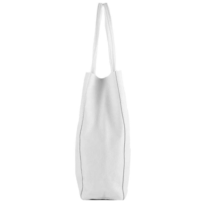 White Pebbled Leather Tote Shopper - Brix + Bailey