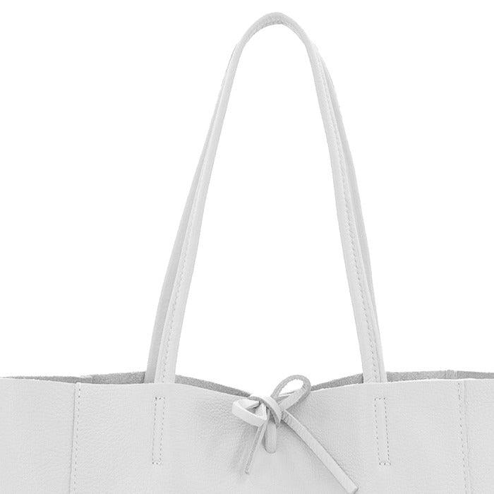 White Pebbled Leather Tote Shopper - Brix + Bailey