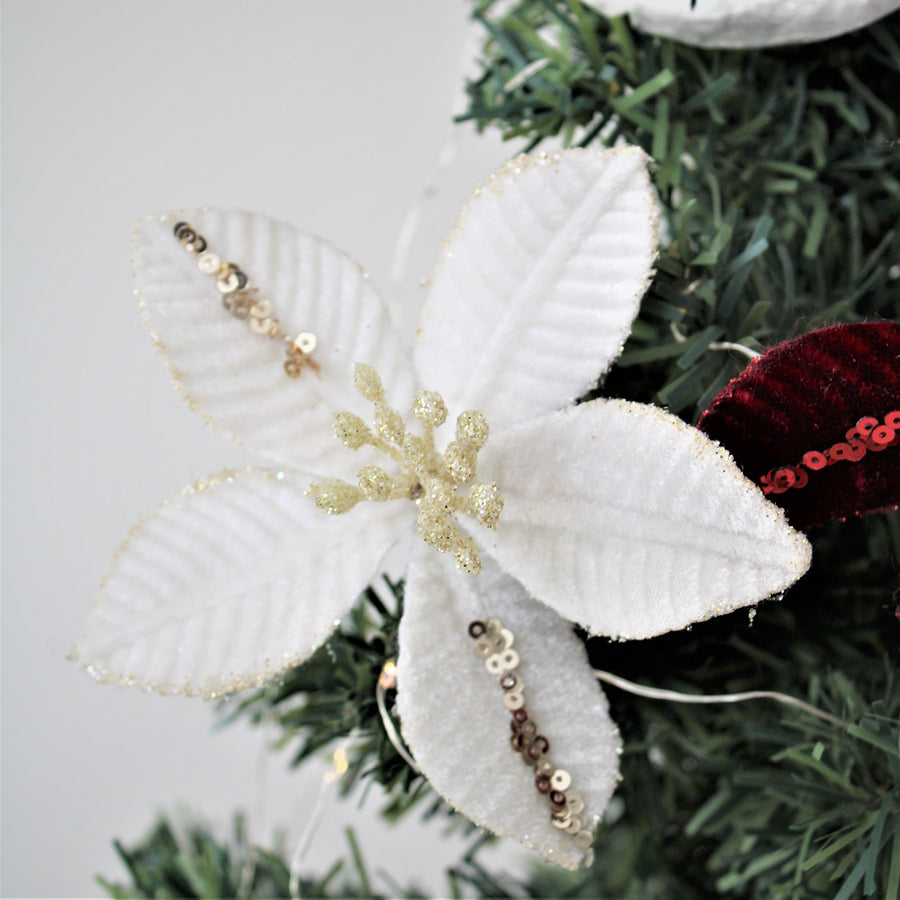 Velvet Poinsettia Clip on Flower