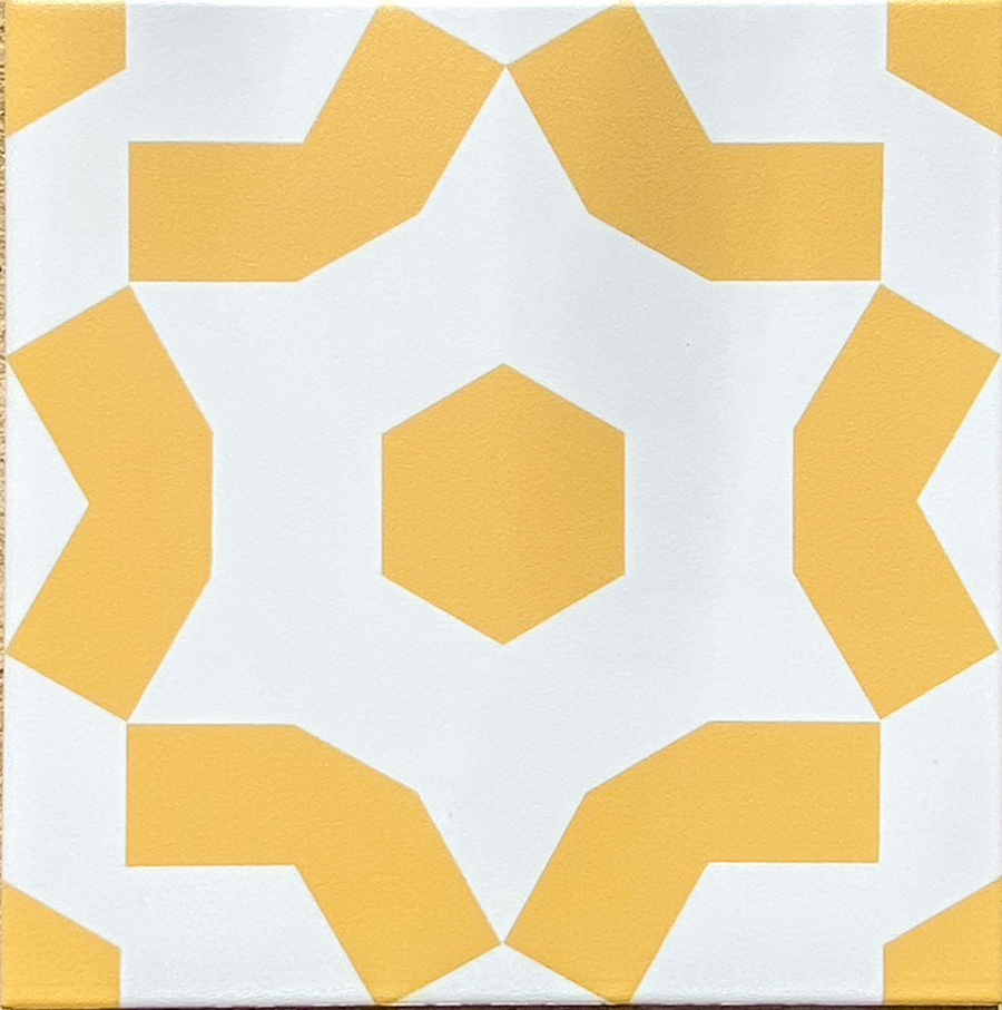 FAIZA porcelain tile - yellow/white