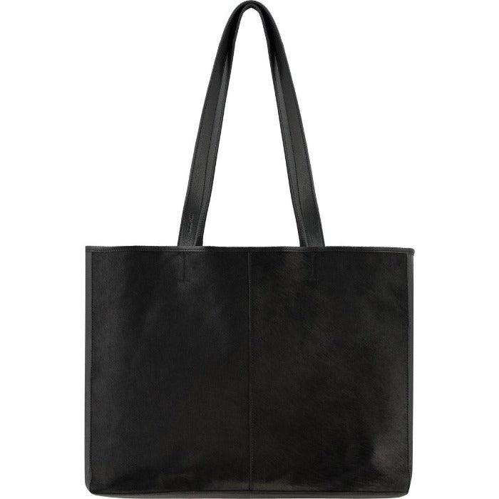 Black Calf Hair Leather Horizontal Tote | Bybry - Brix + Bailey