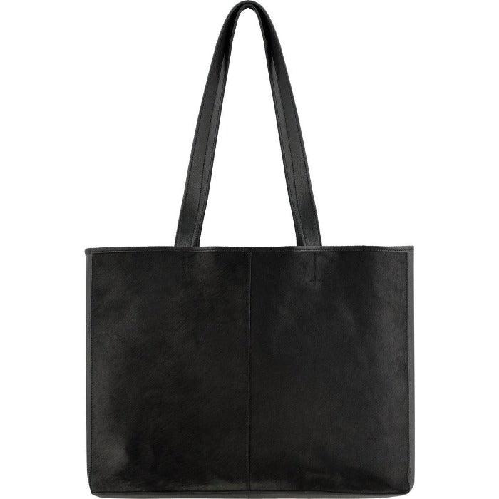 Black Calf Hair Leather Horizontal Tote | Bybry - Brix + Bailey