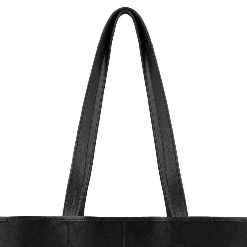 Black Calf Hair Leather Horizontal Tote | Bybry - Brix + Bailey