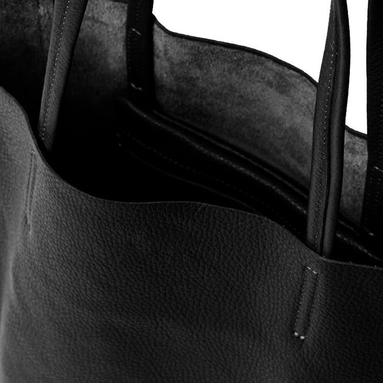 Black Pebbled Leather Tote Shopper - Brix + Bailey