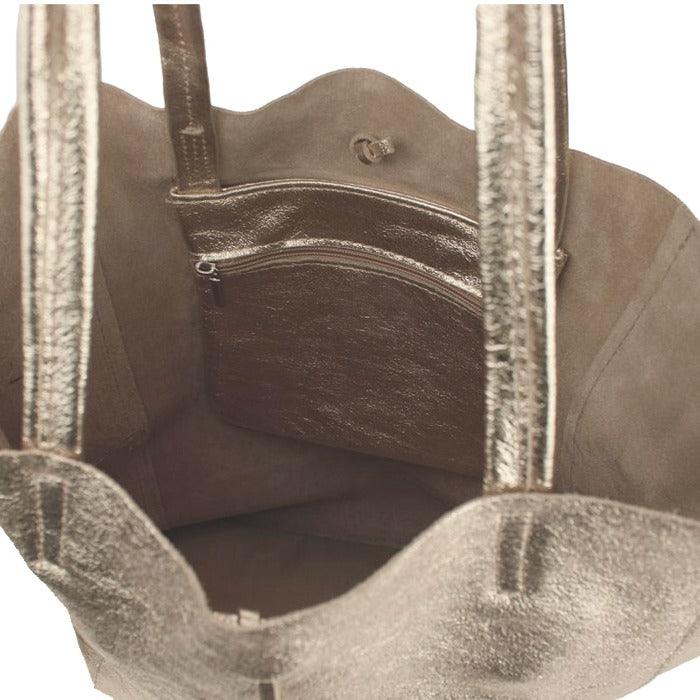 Bronze Metallic Leather Tote Shopper Bag - Brix + Bailey