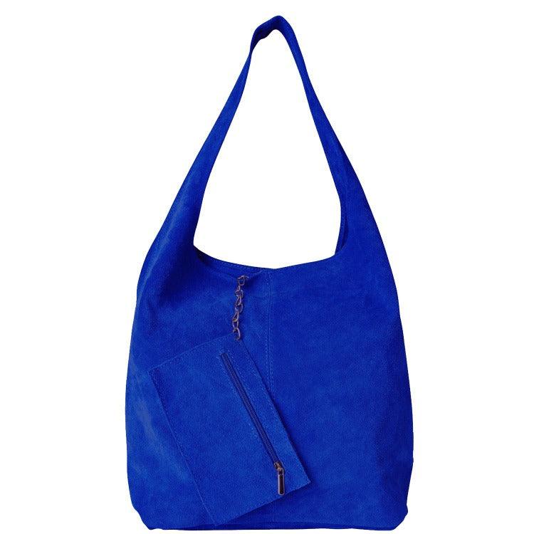 Electric Blue Soft Suede Hobo Shoulder Bag - Brix + Bailey