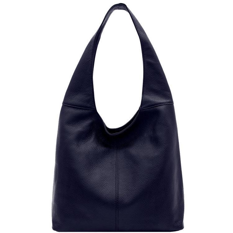 Navy Soft Pebbled Leather Hobo Bag - Brix + Bailey