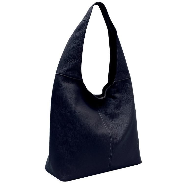 Navy Soft Pebbled Leather Hobo Bag - Brix + Bailey