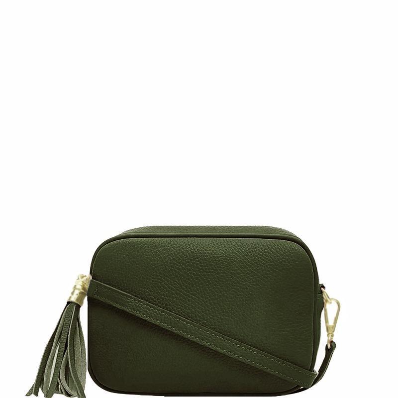 Olive Green Leather Tassel Cross Body Camera Bag - Brix + Bailey