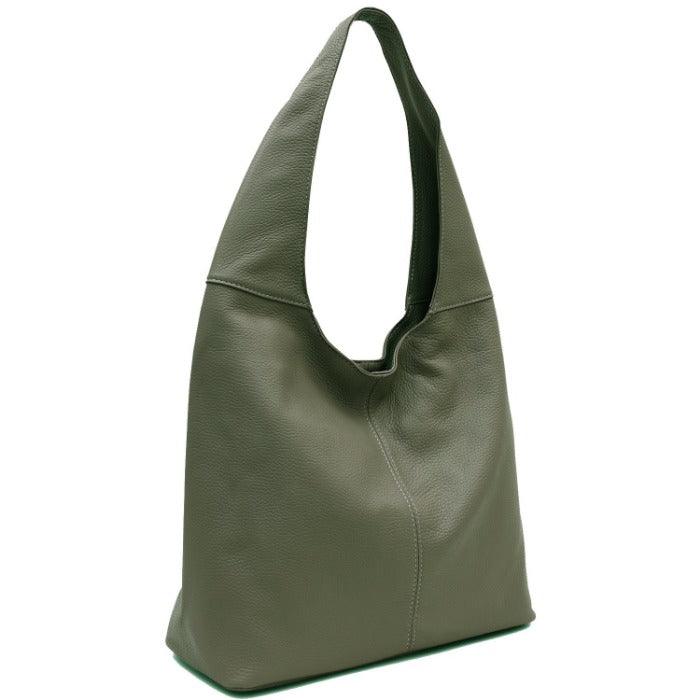 Olive Green Soft Pebbled Leather Hobo Bag - Brix + Bailey