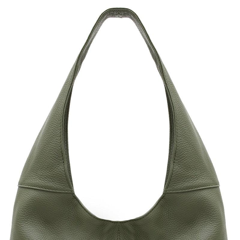 Olive Green Soft Pebbled Leather Hobo Bag - Brix + Bailey