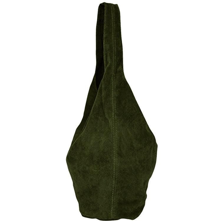 Olive Soft Suede Leather Hobo Shoulder Bag - Brix + Bailey