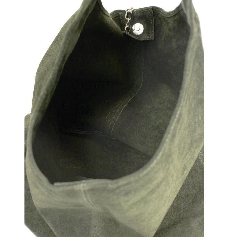 Olive Soft Suede Leather Hobo Shoulder Bag - Brix + Bailey