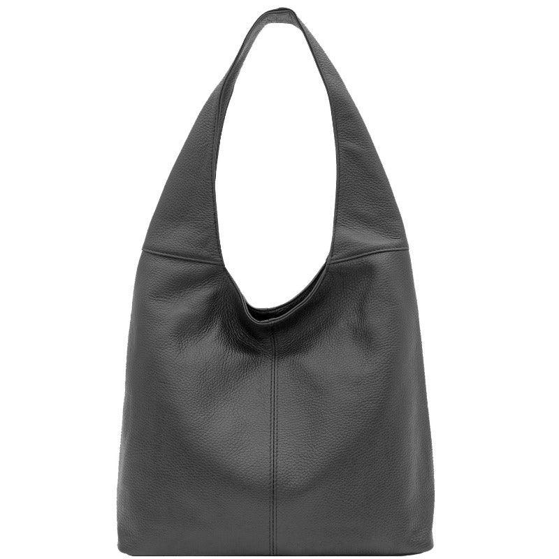 Slate Grey Soft Pebbled Leather Hobo Bag - Brix + Bailey