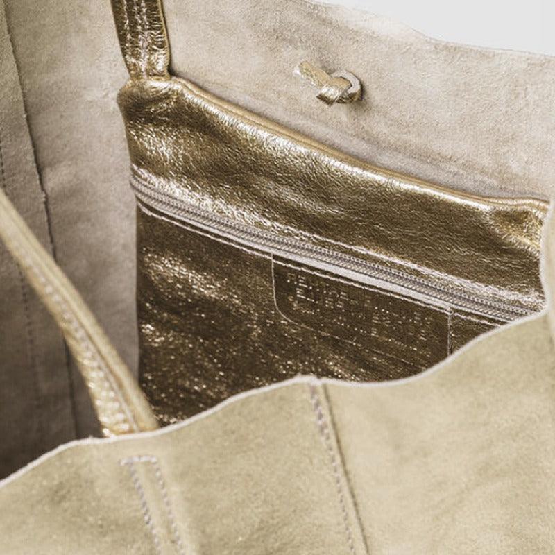 Soft Gold Metallic Leather Tote Shopper Bag - Brix + Bailey