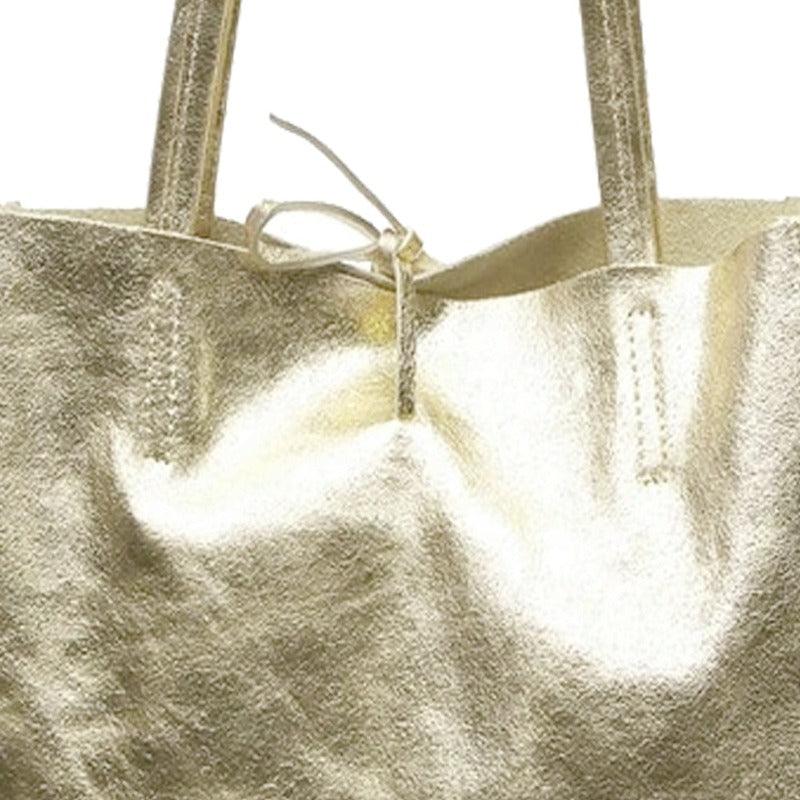 Soft Gold Metallic Leather Tote Shopper Bag - Brix + Bailey