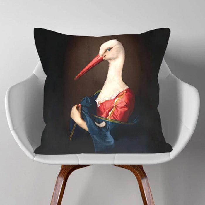 Swan In Full Regalia Oil Painting Cushion Pillow - Brix + Bailey